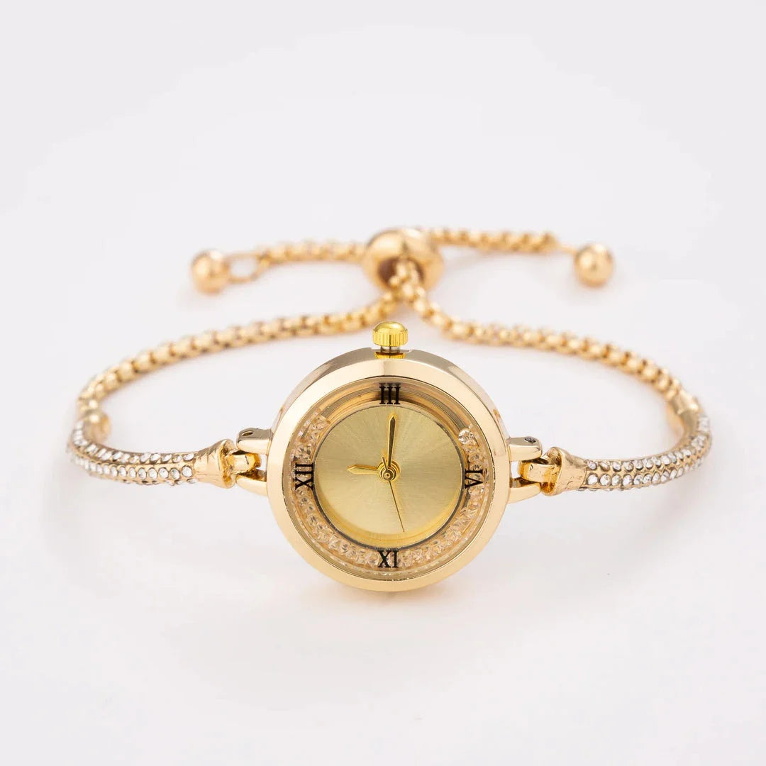 Elegant stainless steel quartz women's watch with compact dial, designed for timeless style and functionality
