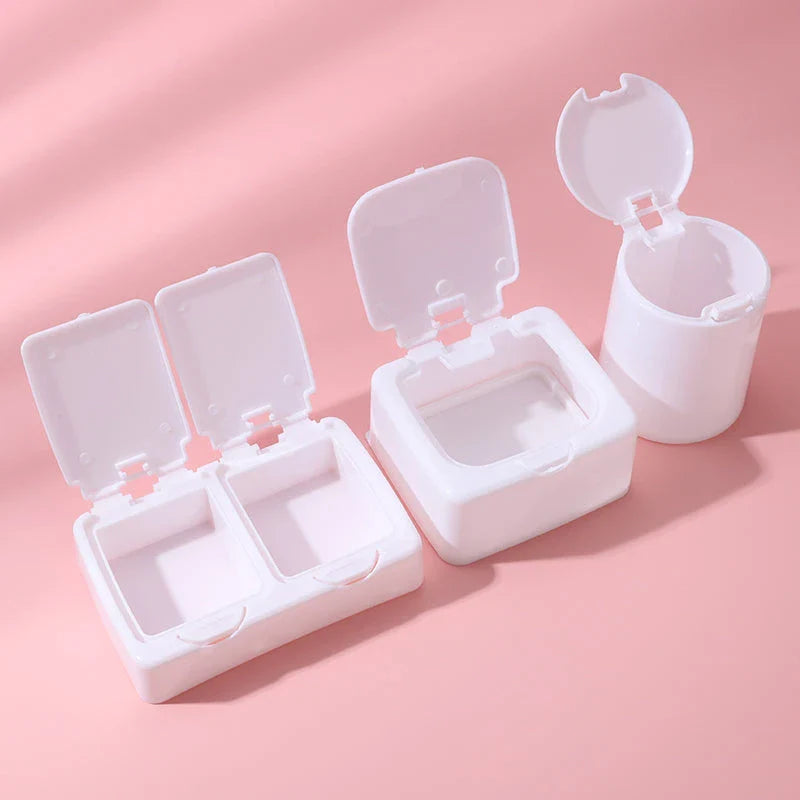 Premium 3-Piece Lash Extension Tool Storage Boxes in Elegant White