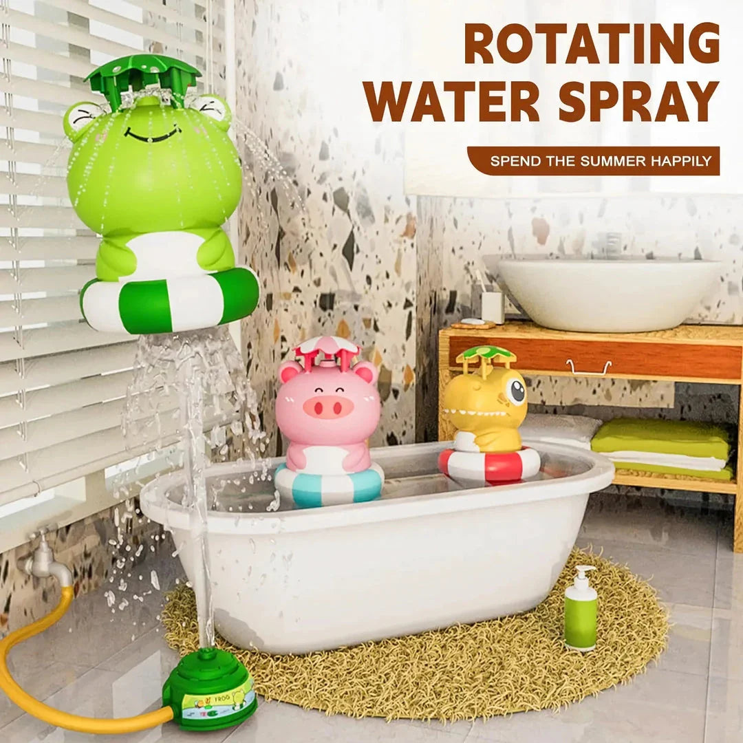 Adorable animal-shaped rotating water sprinkler toy with 360-degree water spray and customisable design