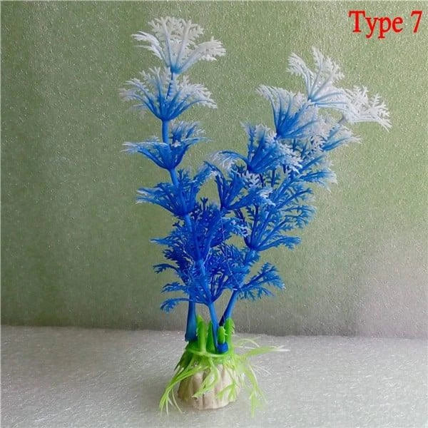 Vibrant multicolour artificial aquarium plants in various styles and sizes