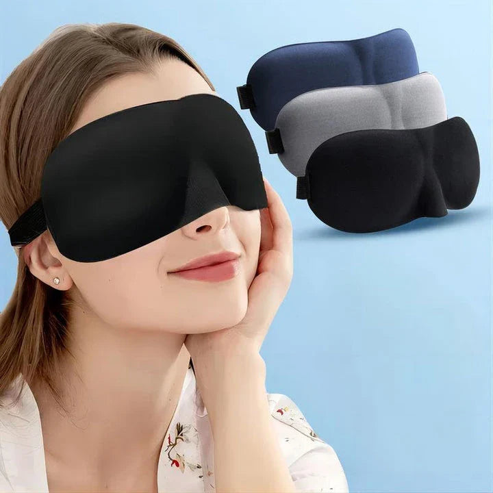 Premium 3D contoured sleep mask with soft memory foam for undisturbed, comfortable sleep