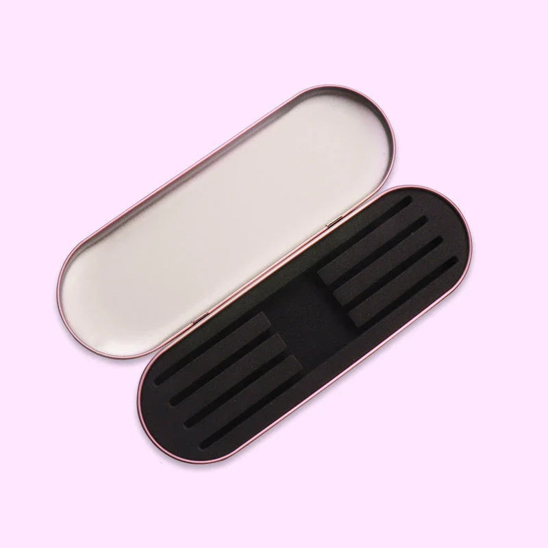 Premium 4-Slot Eyelash Tweezers Storage Box in Silver Colour, Designed to Protect and Organise Eyelash Extension Tools