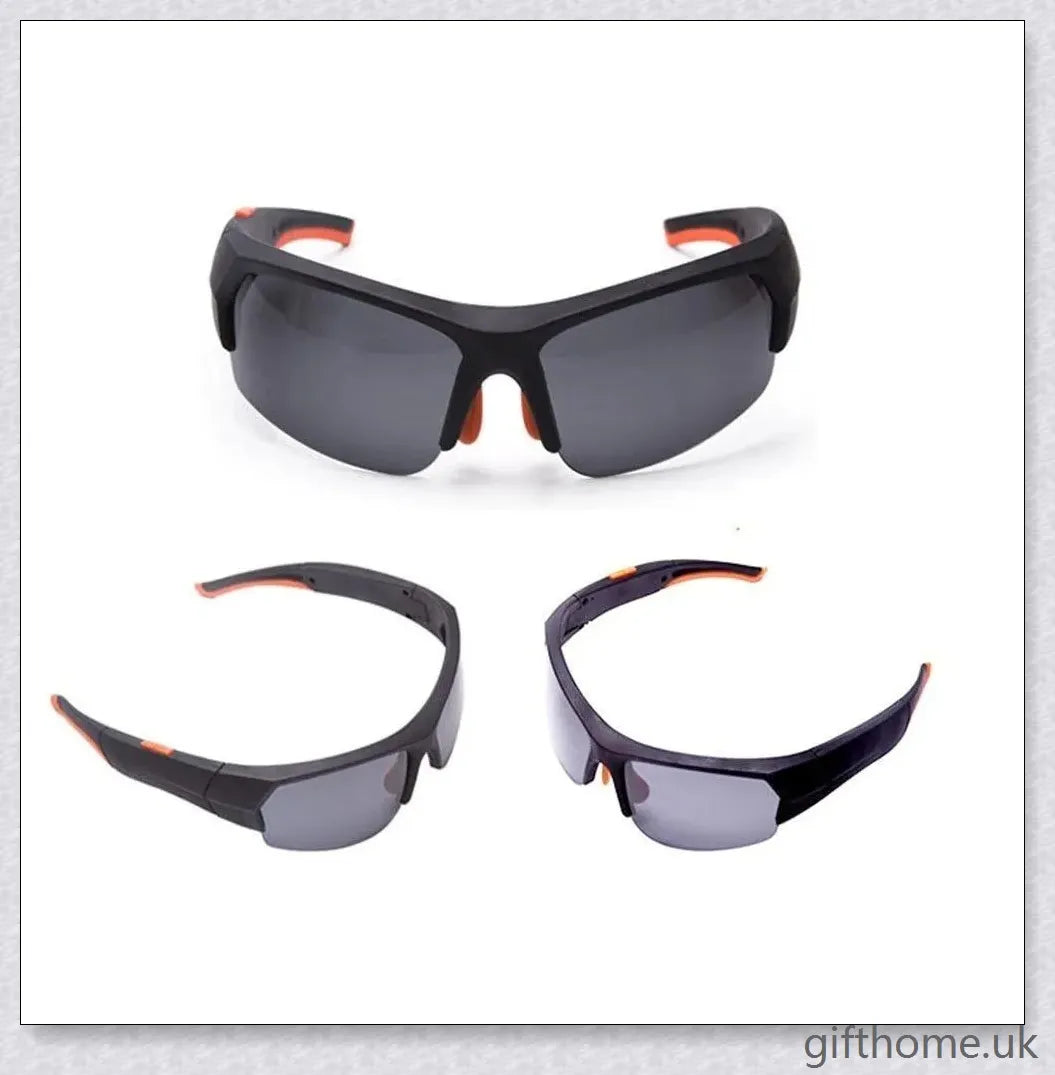 Premium smart camera glasses with HD video recording, built-in microphone and earbuds, and UV protection
