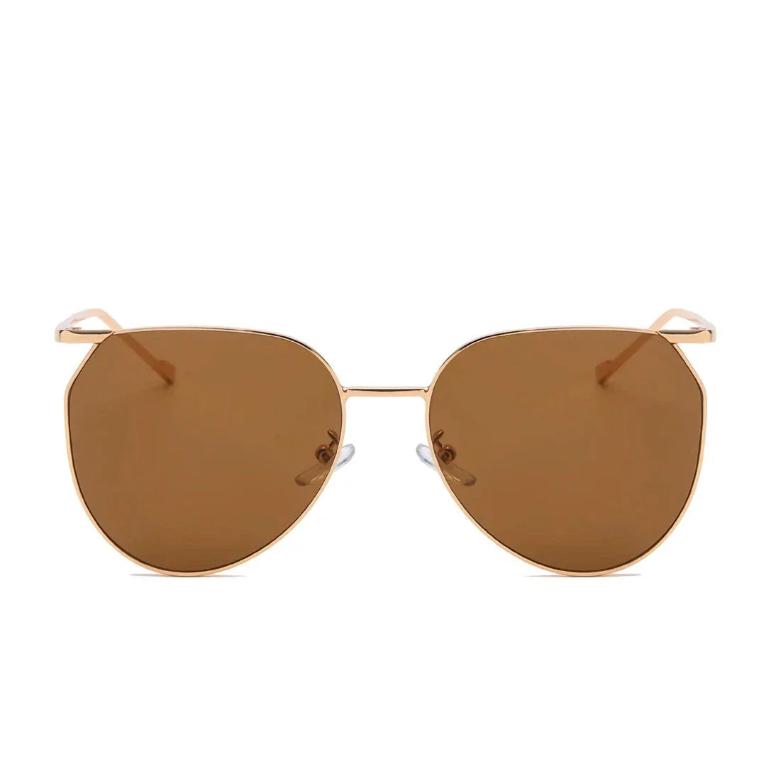 Elegant oval-shaped sunglasses with gradient lenses and alloy frames, offering timeless British style and UV protection.