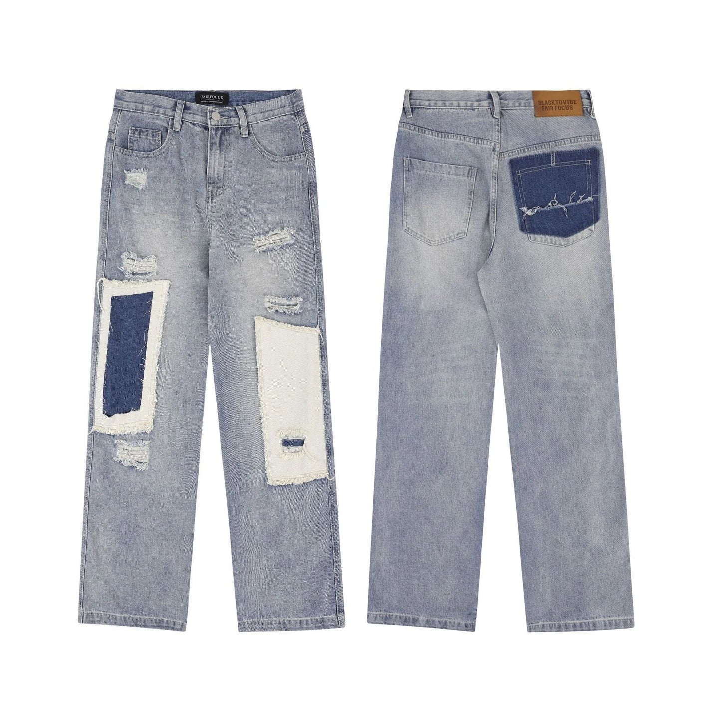 Premium heavy-duty straight-fit British denim jeans with distressed detailing and a versatile silhouette