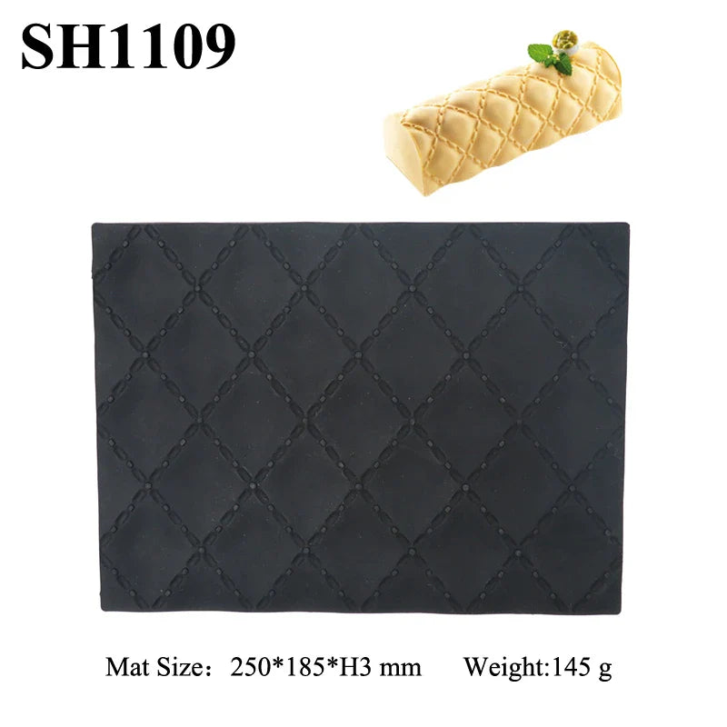 Premium silicone cake mould with woven heart-shaped and wood grain textures for creating delightful desserts
