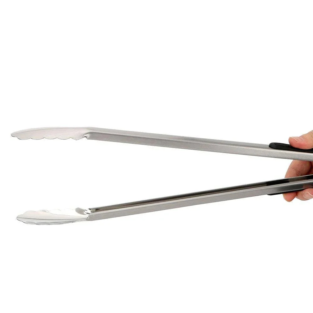 Premium Stainless Steel BBQ Tongs with Silicone Grips for Grilling and Serving