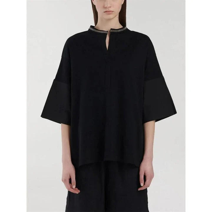GiftHome UK Stylish Bead-Embellished Split-Hem T-Shirt for the Modern British Woman
