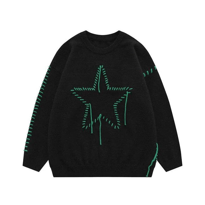 Cosy Autumn Knit Jumper with Stylish Star Design, Available in Sizes S-XL
