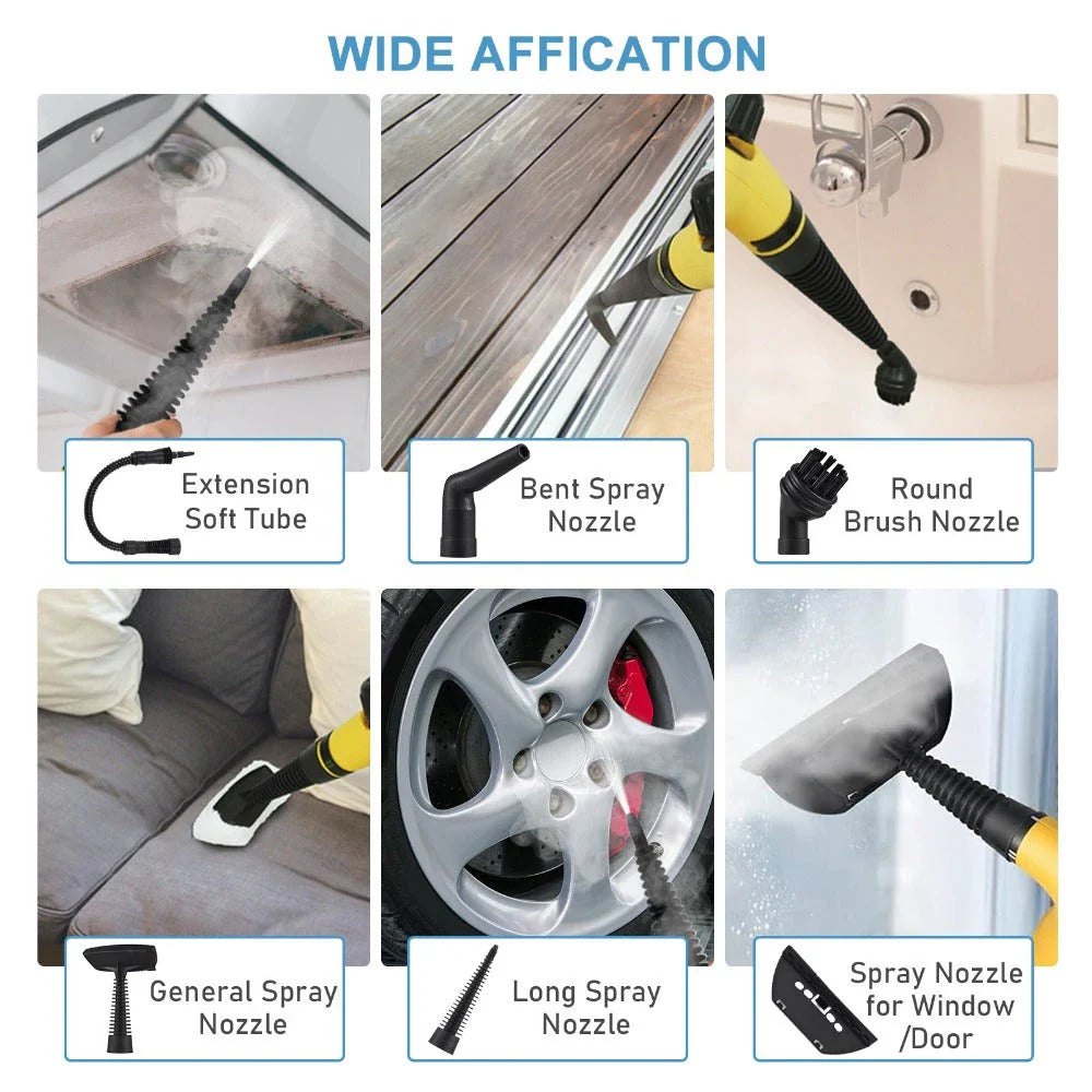 Handheld high-temperature electric steam cleaner with extended nozzles and multi-surface cleaning capabilities