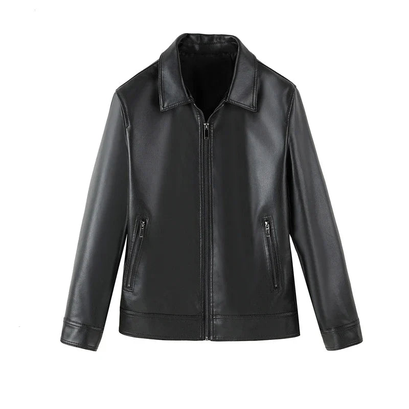 Premium Lightweight Business Jacket with Leather Lapels - Stylish and Versatile Outerwear for the Modern Gentleman