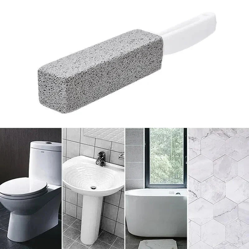 Eco-friendly pumice stone toilet cleaning brush with sturdy ergonomic handle for effective, chemical-free bathroom cleaning