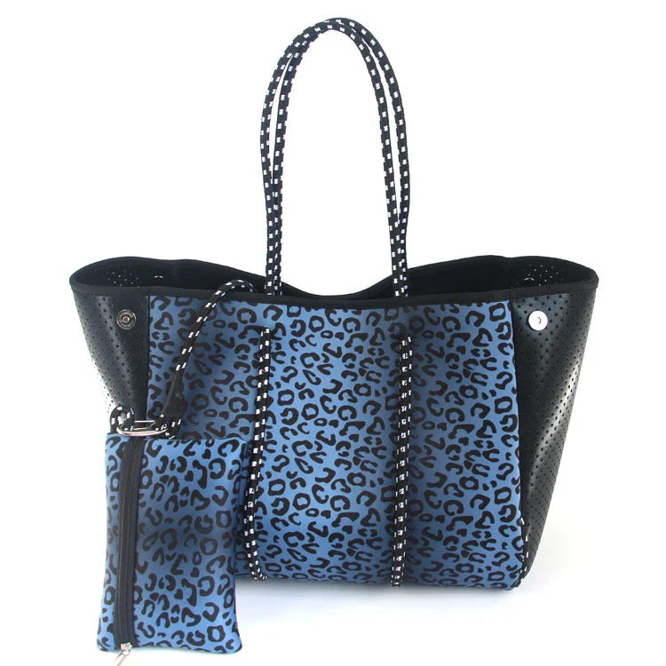 A neoprene beach bag in a stylish design, perfect for British summer adventures at the coast