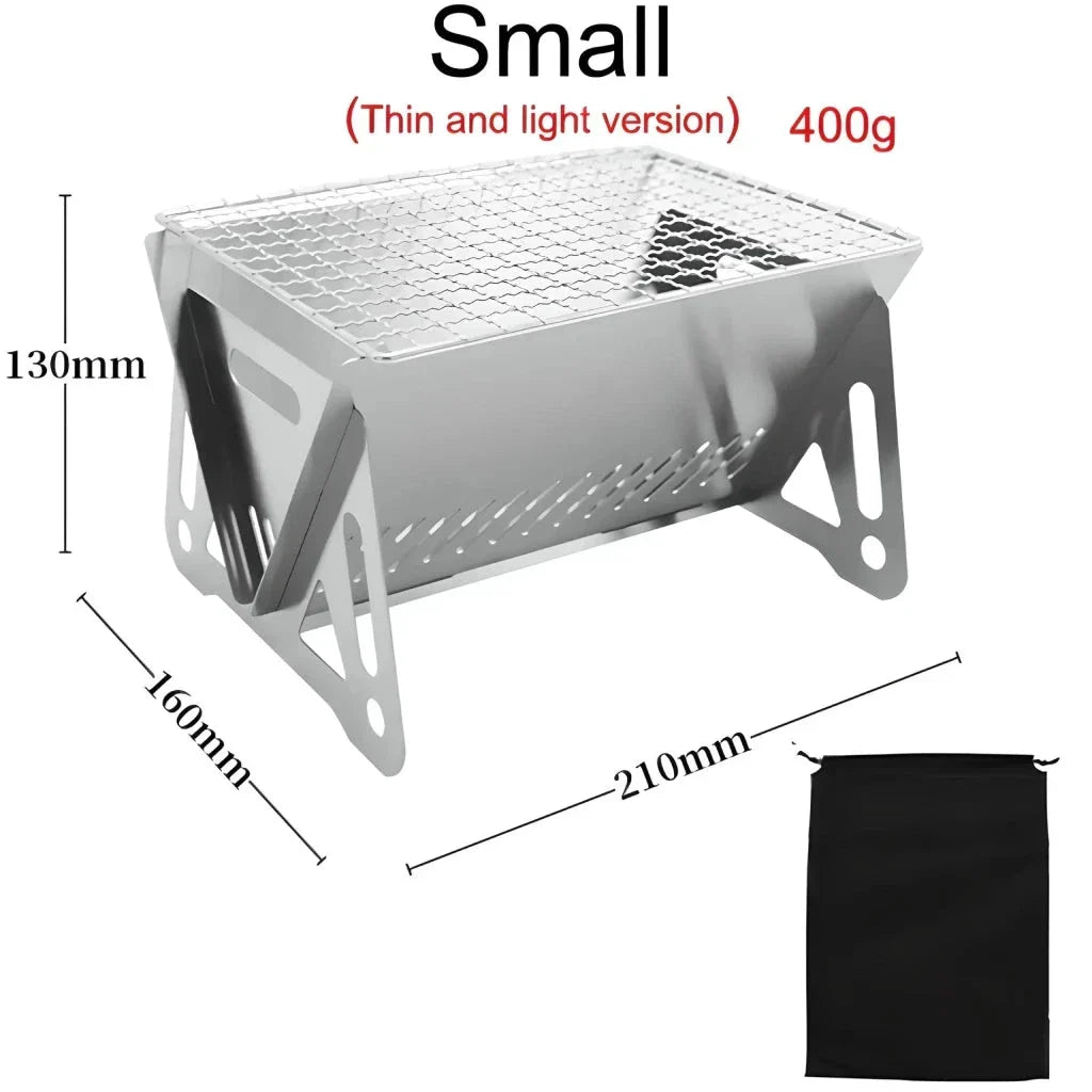 Premium stainless steel portable folding BBQ grill for outdoor adventures, camping, and backyard cooking