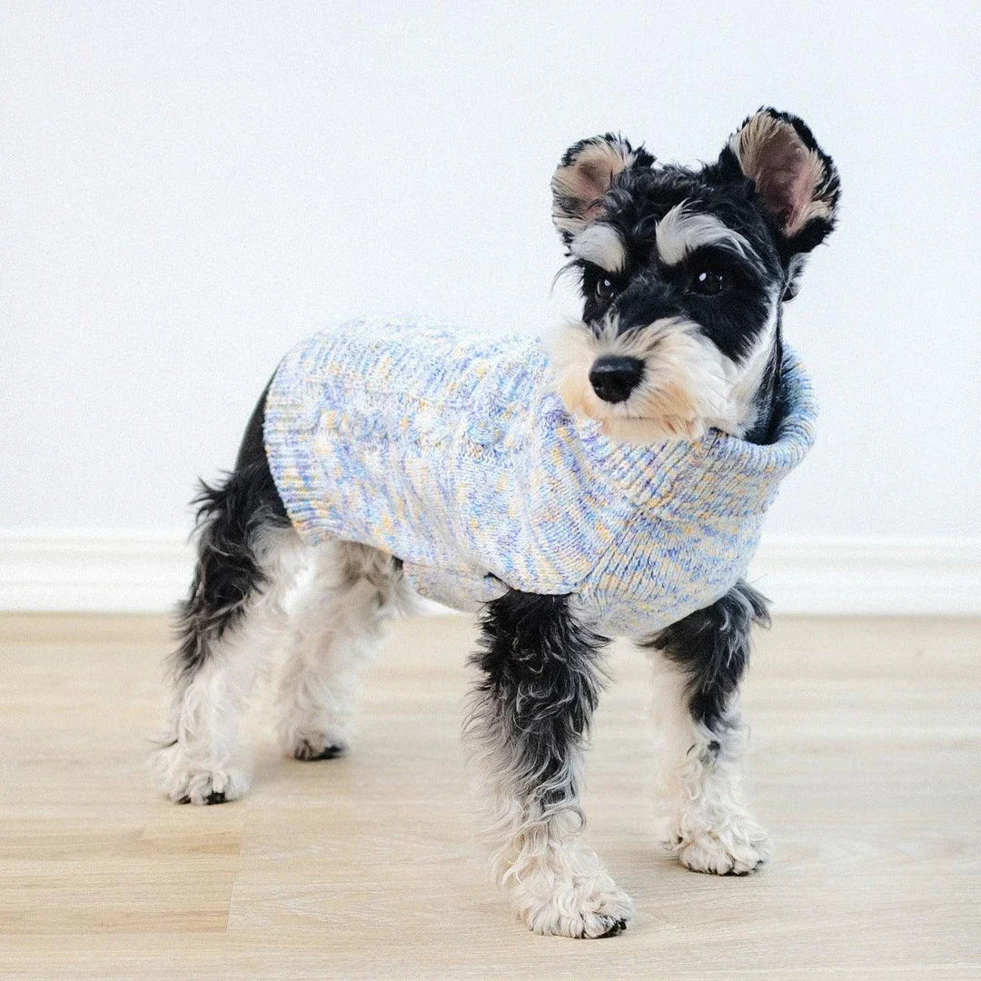 Stylish and cosy purple turtleneck sweater for pets, made with premium acrylic fibres for maximum comfort and warmth.