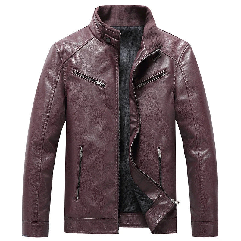 Stylish Fleece-Padded Jacket with PU Leather Accents in Various Colours