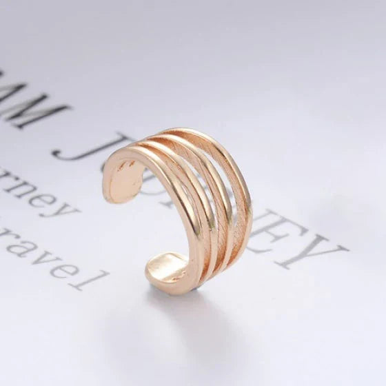 Stylish golden multi-layered ear cuff with a contemporary and eye-catching design