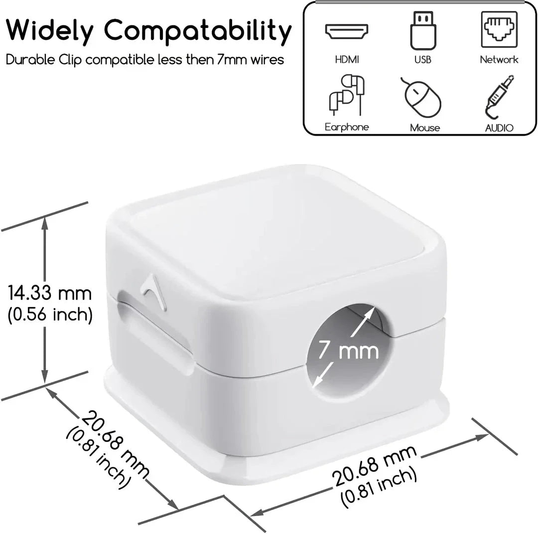 Adjustable magnetic cable clips organizer with strong adhesive for easy cable management