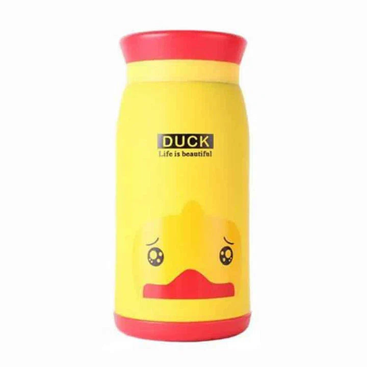 Stylish stainless steel vacuum insulated thermomug with playful cartoon design, available in various vibrant colours