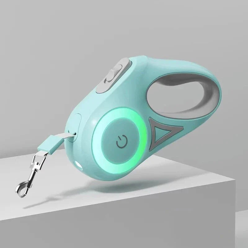 Luminous Retractable Nylon Pet Leash for Dogs and Cats in the UK, featuring adjustable length, one-handed control, and enhanced visibility for safer walks.