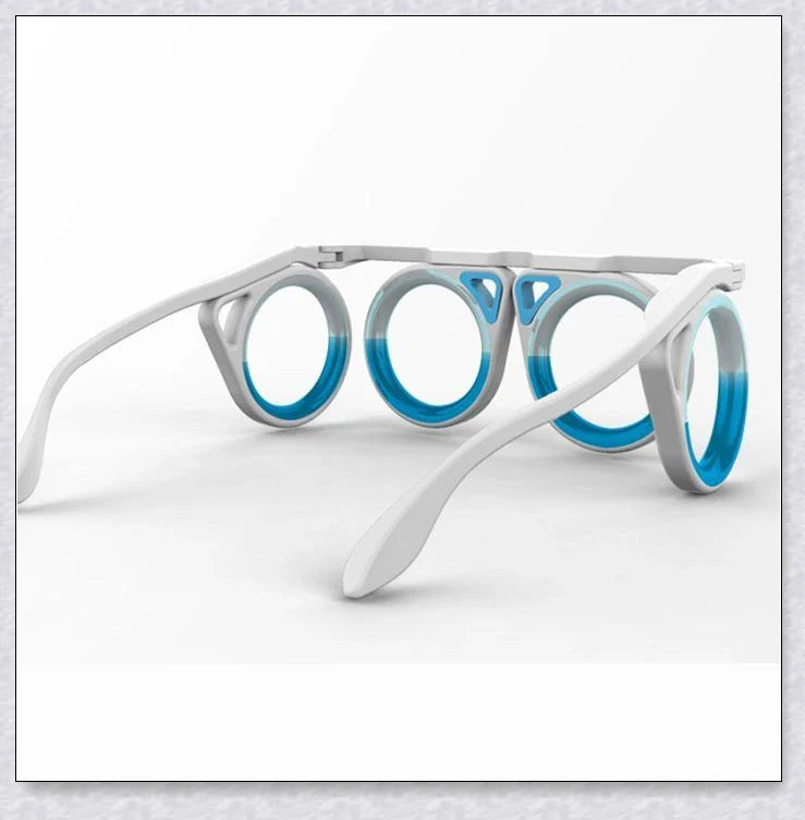 Anti-Motion Sickness Glasses with Boarding Ring technology for relief from nausea, dizziness, and vertigo during travel by car, boat, or plane