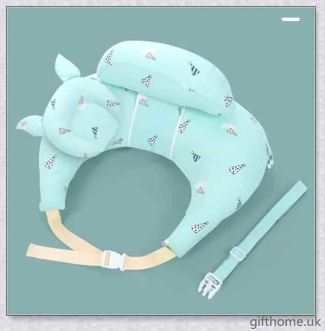 Premium breastfeeding nursing pillow with adjustable buckle, soft cotton fabric, and extra cushioning to support baby's head and prevent reflux.
