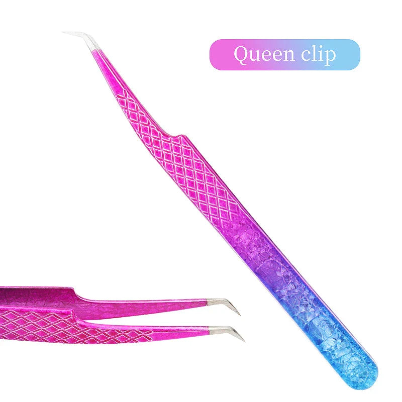 Precision Eyelash Tweezers with Elegant Ice Flower Design - Superhard Stainless Steel, Anti-static, Ergonomic Grip