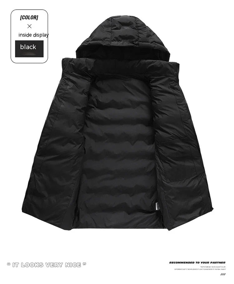Grey men's padded jacket with cotton-polyester blend for warmth and comfort