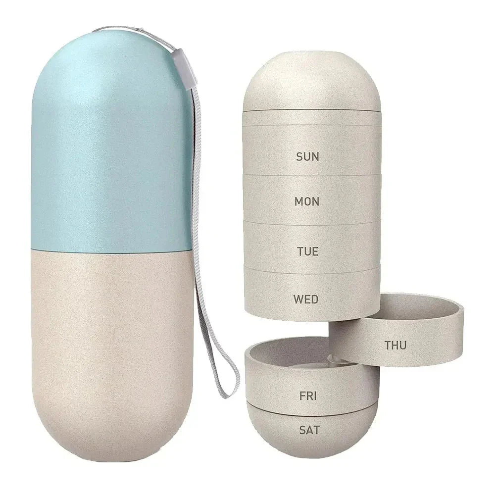 Secure Weekly Pill Splitters and Organiser with Waterproof Design for Medication and Supplement Management