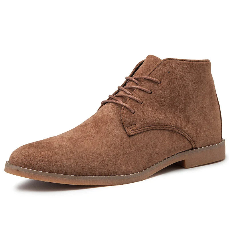 Sophisticated British-style pointed toe leather boots for men in a variety of sizes