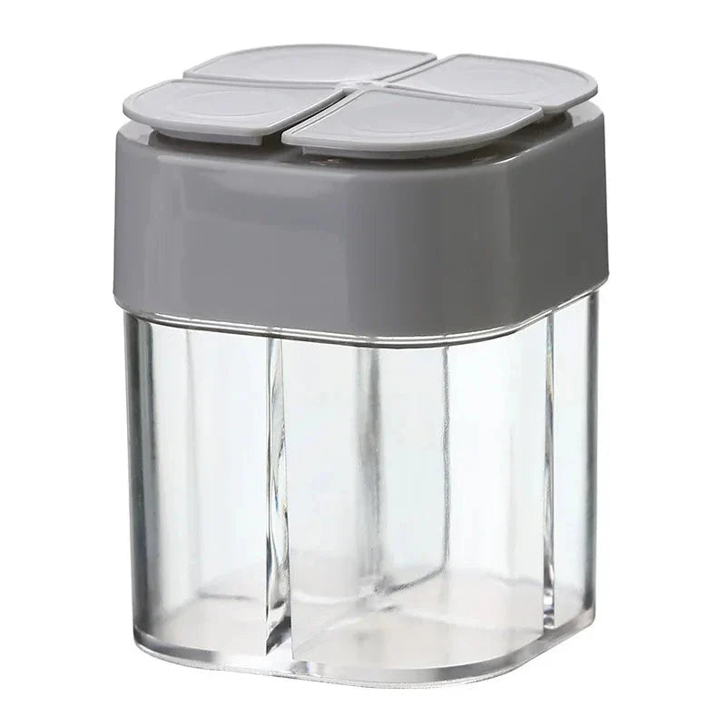 Versatile 4-in-1 Camping Seasoning Shaker with four separate compartments for organising spices and seasonings