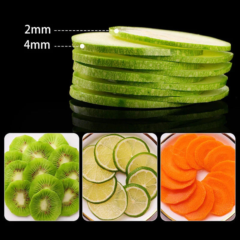 Premium Vegetable Slicer and Chopping Tool with stainless steel blades and plastic body, designed for efficient meal preparation