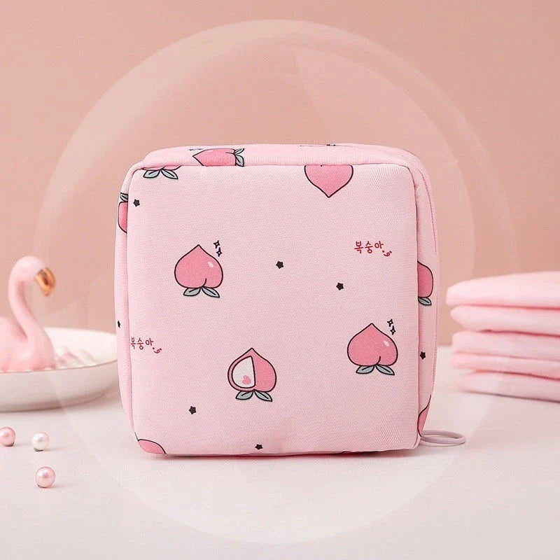 Portable Sanitary Napkin and Cosmetic Storage Bag in Tibetan Unicorn design, with a compact, folding design and contemporary pattern