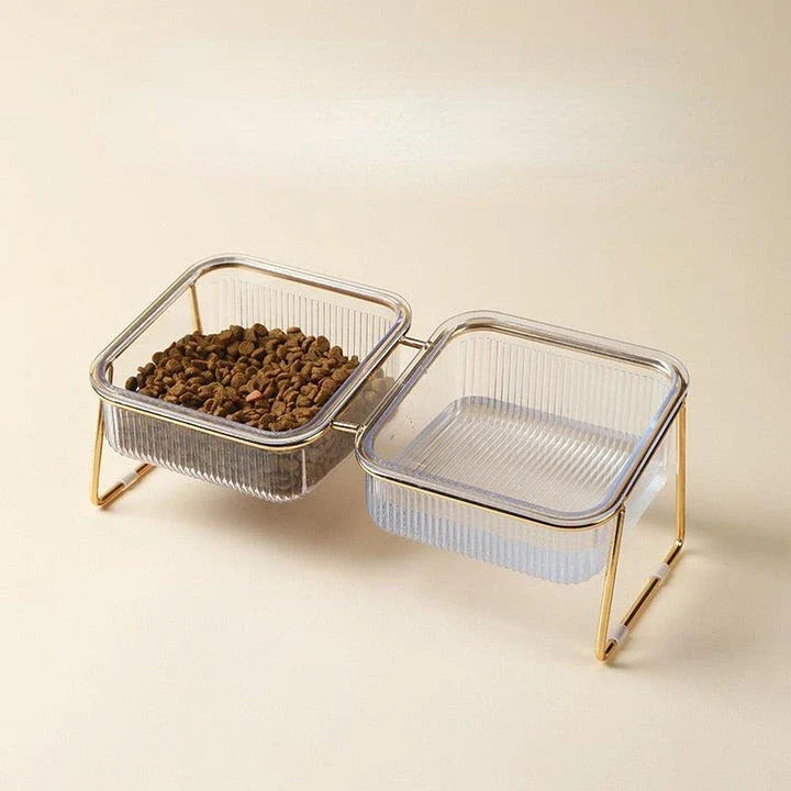 Premium dual pet bowls made of iron with a non-slip base, available in small and large sizes to accommodate different pet needs