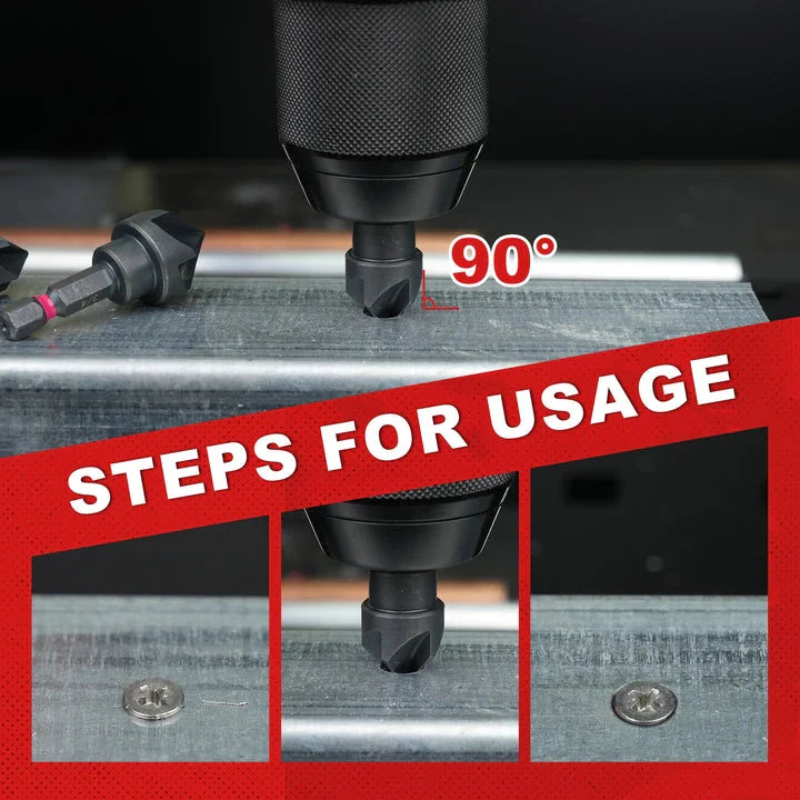 Premium 5-Piece Countersink Drill Bit Set for precise metalworking projects, featuring 82-degree angle and 5-flute design for smooth and accurate countersinking.