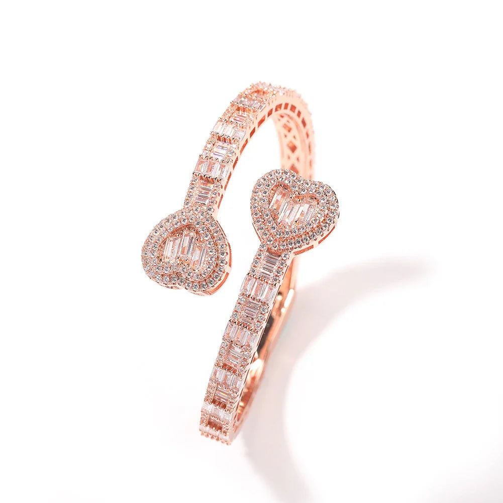Elegant geometric diamond bracelet with spring buckle closure in gold, silver, and rose gold finishes