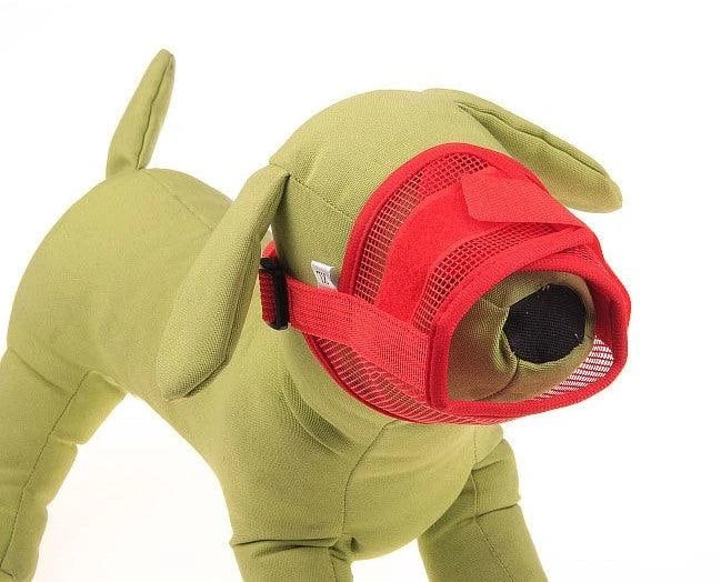 Breathable polyester mesh dog muzzle in various sizes for comfortable and secure canine wear
