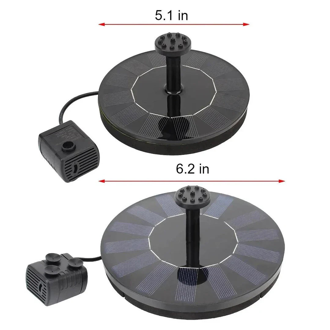 3W solar-powered water fountain with LED lights and customisable spray nozzles, perfect for enhancing any garden or pond