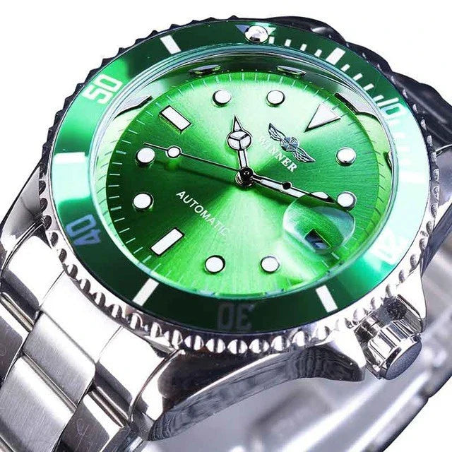 Premium automatic mechanical watch with stainless steel casing, mineral glass mirror, and various colour options for the modern gentleman