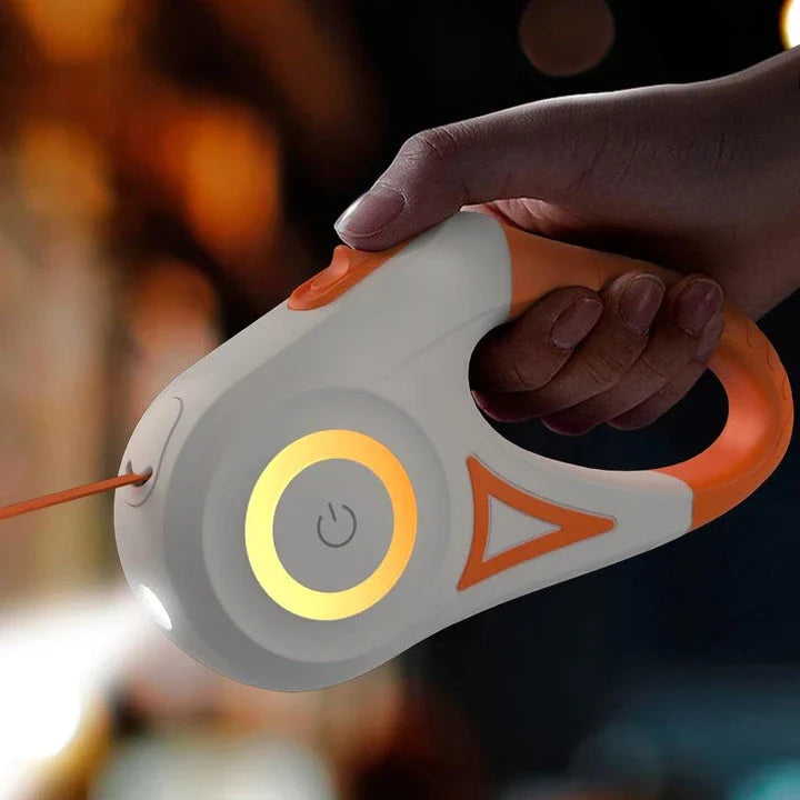 Luminous Retractable Nylon Pet Leash for Dogs and Cats in the UK, featuring adjustable length, one-handed control, and enhanced visibility for safer walks.