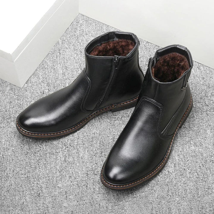 Retro Classic Leather Boots with Pointed Toe Design, Antiskid Sole, and Handsome Sewing Details
