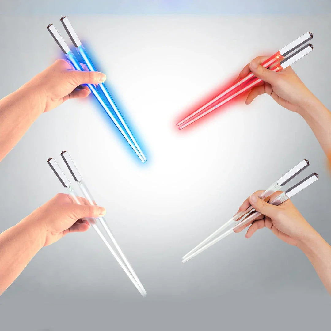 Pair of LED-illuminated Lightsaber Chopsticks, perfect for Star Wars-themed dining and adding a touch of magic to any meal