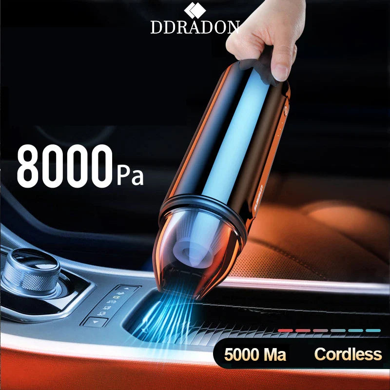 Powerful cordless car vacuum cleaner with high suction power and compact design