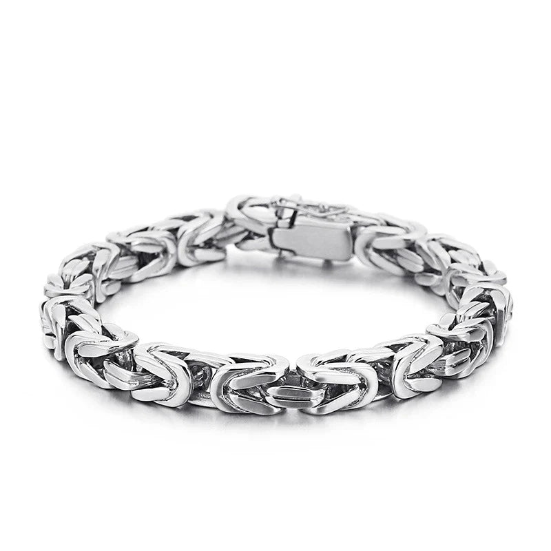 Stylish stainless steel square chain bracelet with an electroplated finish, designed for the modern gentleman