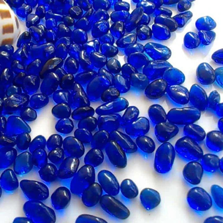 Premium blue aquarium gravel with smooth, rounded pebbles for a safe and comfortable underwater environment