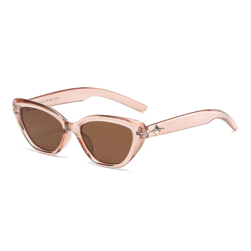 Classic cat-eye sunglasses with rice nail detail, offering UV protection and gradient lenses for a timeless, sophisticated look.