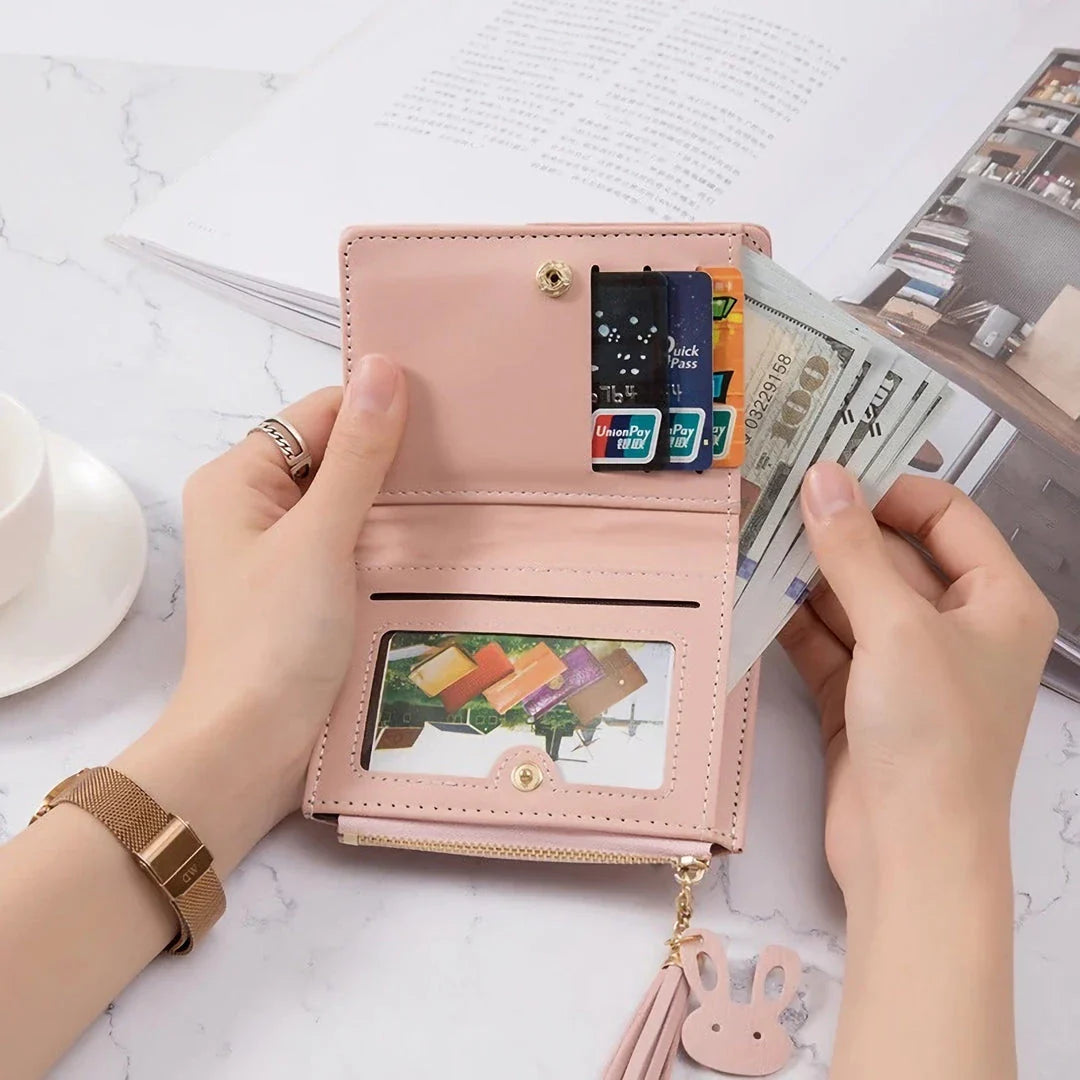 PU Leather Women's Wallet in Black, Blue, and Pink Colours