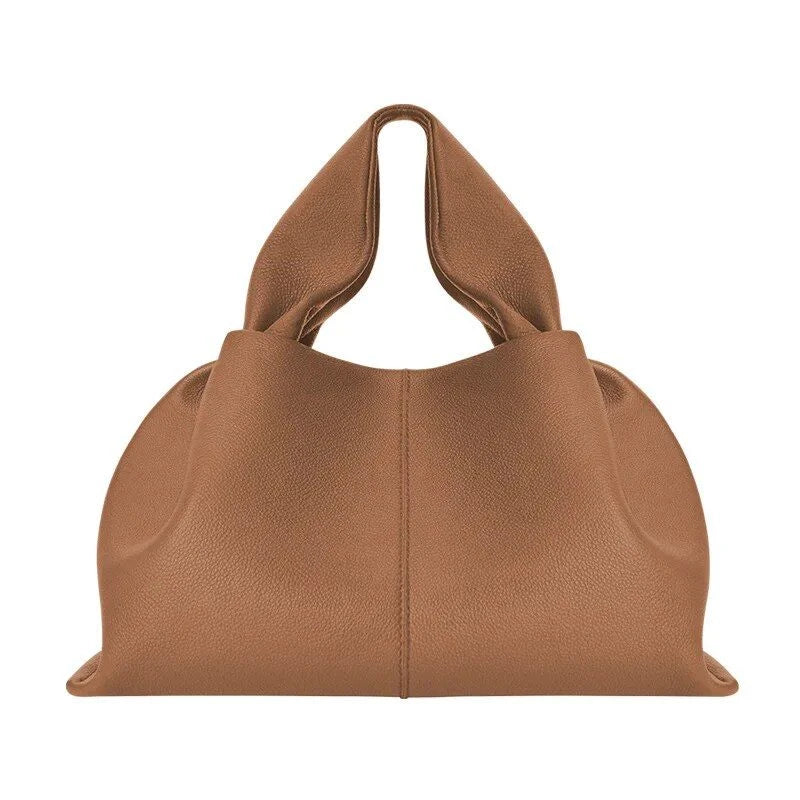 Sophisticated ruched pleated PU leather tote bag in beige, grey, and black colours
