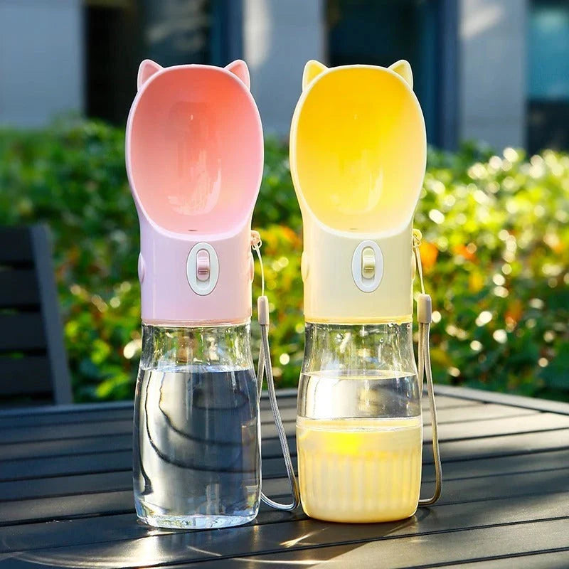 Portable pet drinking cups in various colours and sizes for hydrating your furry friend during outdoor activities