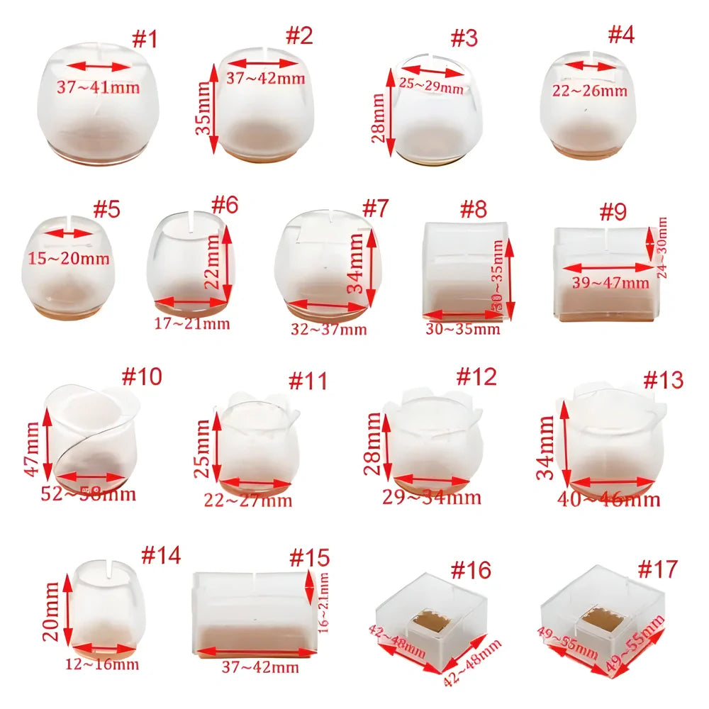 Premium furniture leg protectors in various styles, designed to safeguard floors from scratches and scuffs while enabling easy furniture movement.